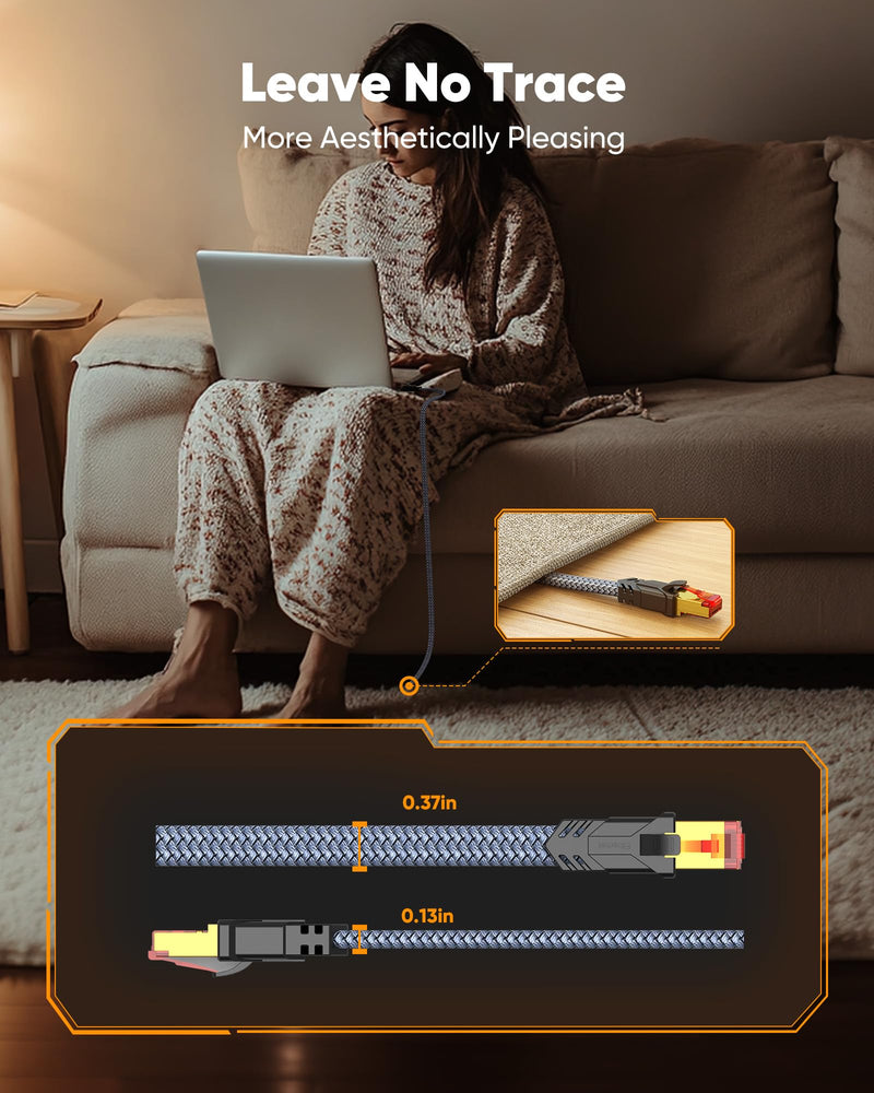 [AUSTRALIA] - Snowkids Cat 8 Ethernet Cable 15 ft, High Speed Gaming 40Gbps 2000Mhz S/FTP, Network Cord with RJ45 Internet Connector for TV/Computer/Modem/Router/PS5, LAN Cable Shielded in Wall Indoor & Outdoor 15FT 1 