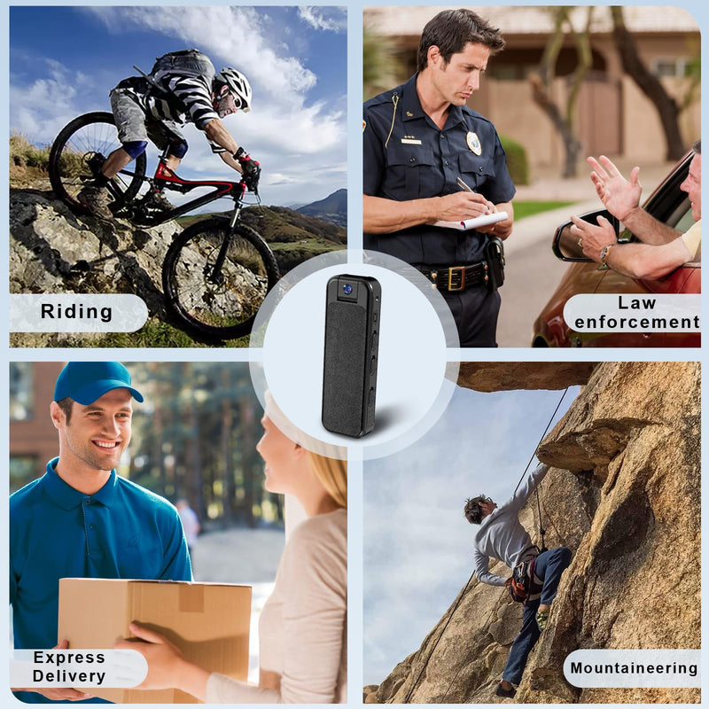 Mini Body Camera with Audio and Video Recording, 1080P Camcorder with Night Vision, 180° Ratatable Lens, Sturdy Clip for Cycling Law Enforcement Recording up to 128GB SD Card (Not Included)