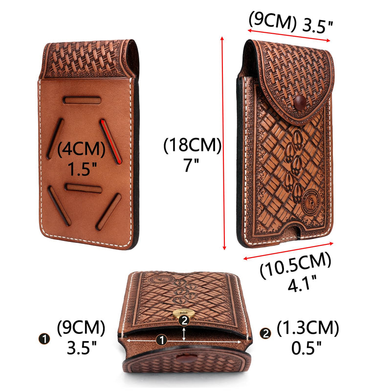 Leather Cell Phone Belt Holster EDC Case Fit for iPhone 17 16 15pro,Pixel | Angled, Horizontal, Vertical Carry,Bottom Push-Hole, Charge Port, Fits Iphone 12–17 Pro, Pixel 10a/10 Pro, Samsung S23/S24
