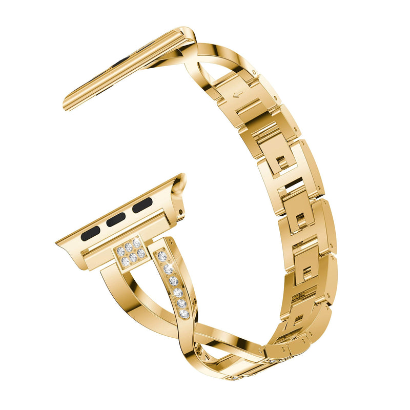 38/40/41mm(XS/M) Double Gold Chain & X link Gold Chain For Apple Watch Band