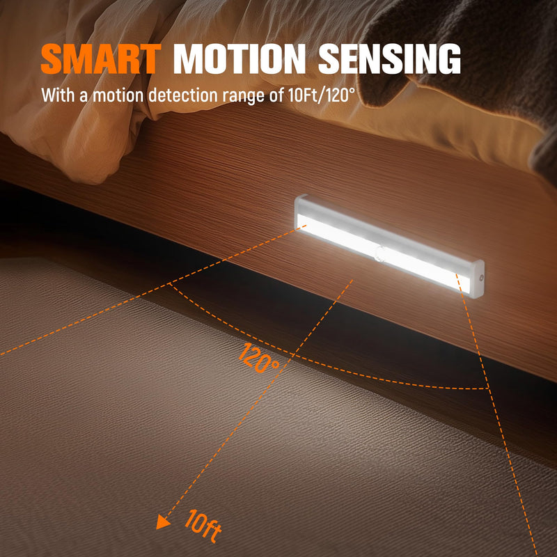 [AUSTRALIA] - Molrebe Motion Sensor LED Lights, 6 Pack Battery Operated 10 LED Motion Closet Light, Stick-On Anywhere Magnetic Night Light Bar for Closet Under Cabinet Kitchen Hallway Stairway Vanity Wardrobe White 