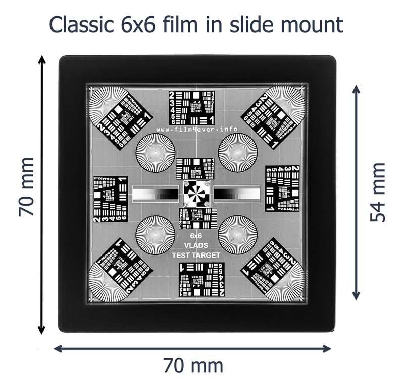 [AUSTRALIA] - 6x6 Slide by Vlads Test Target in 70x70 mm Mount for Camera Scanning Tune-up. Digitize Your Priceless Slides and Negatives with The Highest Sharpness and Fidelity. 