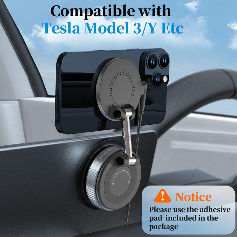PlusAcc Vacuum Magnetic Phone Holder for Car, Mount for MagSafe, Charging | Suction Cup 360° Rotatable Strong Magnet Stand for iPhone 17/16/15/14/13 in Smooth Surface