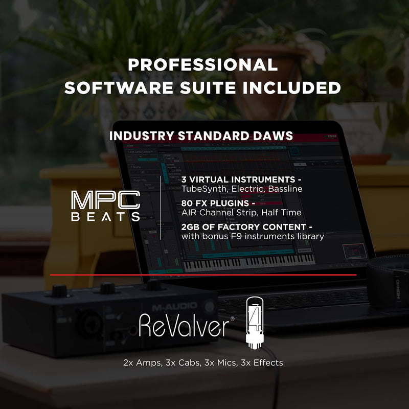 M-Audio M-Track Solo – USB Audio Interface for Recording, Streaming and Podcasting with XLR, Line and DI Inputs, Plus a Software Suite Included with 1 Mic Input Interface only