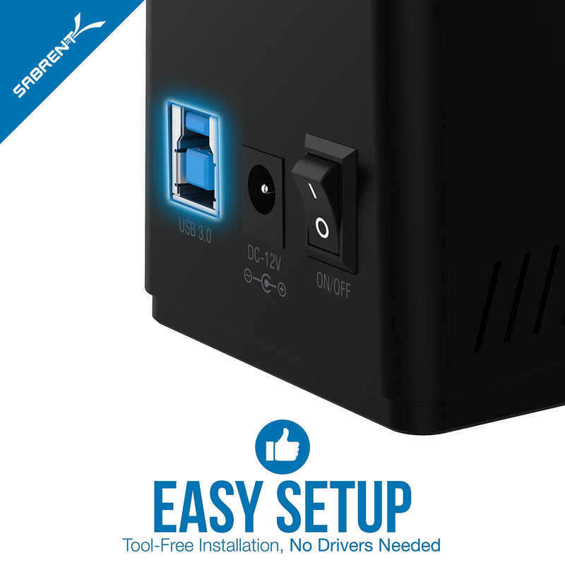 SABRENT USB 3.0 to SATA External Hard Drive Docking Station for 2.5" or 3.5"' HDD, SSD [Support UASP] (EC-UBLB) 1 BAY