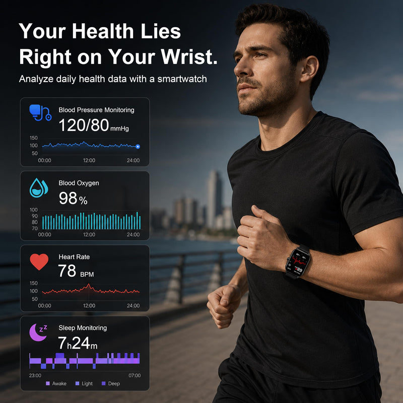 Smart Watch for Men Women (Answer/Make Calls) 1.85" HD Step Activity Black | Fitness Tracker Smartwatchr for Android iPhone Phones with Heart Rate/SpO2/Sleep Monitor, 120+ Sports Modes IP68 Waterproof