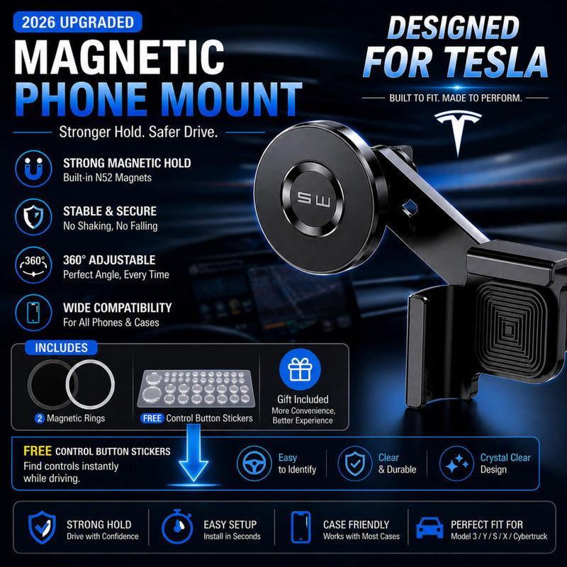 Tesla Phone Mount Strong Magnetic Holder | 2026 Upgraded, Model 3/Y/S/X