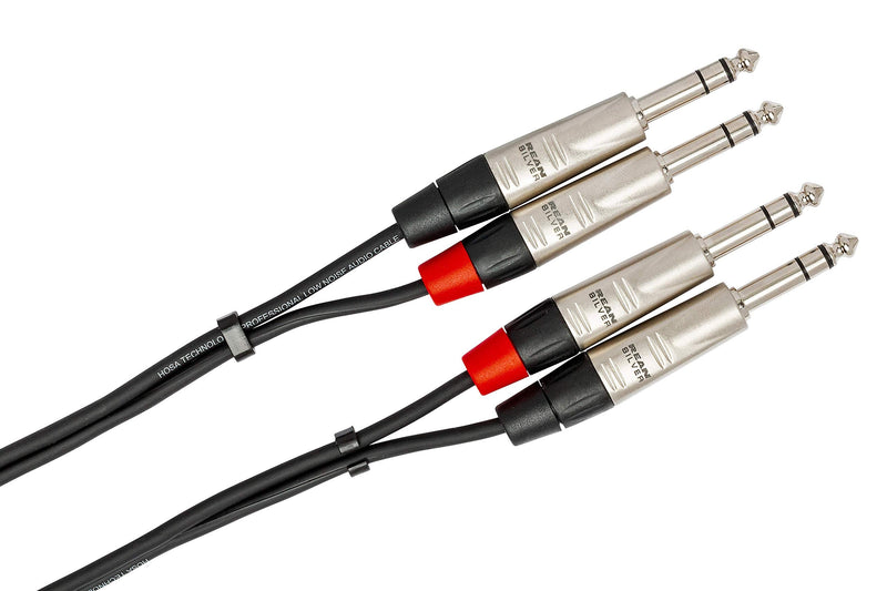Hosa HSS-015X2 Pro Stereo Interconnect Cable - Dual REAN 1/4-inch TRS Male to Dual REAN 1/4-inch TRS Male - 15 foot