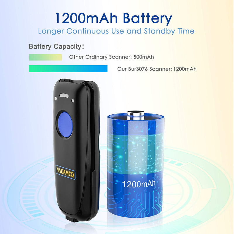 NADAMOO Wireless Barcode Scanner Compatible with Bluetooth Function, 2.4G Wireless & Wired 3-in-1 Bar Code Scanner Portable USB CCD Reader, Work with iPhone iPad Android Windows Mac OS-Dark Blue 1D Dark Blue