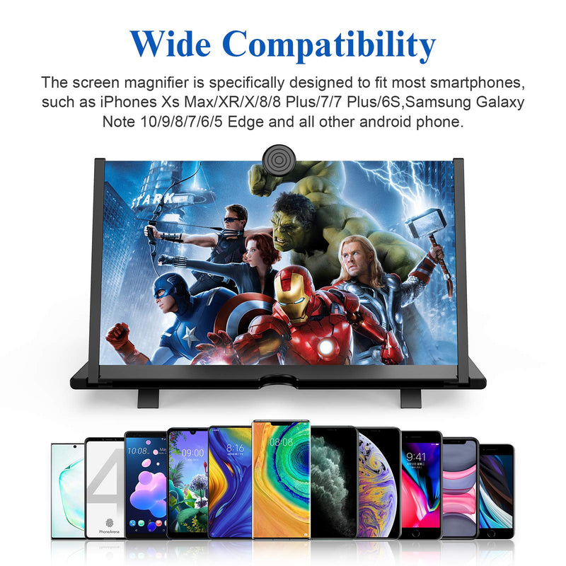 [AUSTRALIA] - 18" Screen Magnifier for Cell Phone,Fanlory 3D HD Magnifying Projector Screen Enlarger for Movies, Videos and Gaming, Foldable Phone Stand with Screen Amplifier,Compatible with All Smartphones Black-18inch 