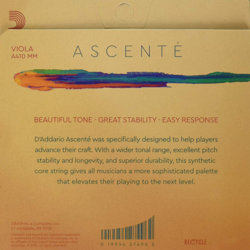 D'Addario Ascenté Viola Strings - A410 MM - Medium Tension - Full Set - Medium Scale