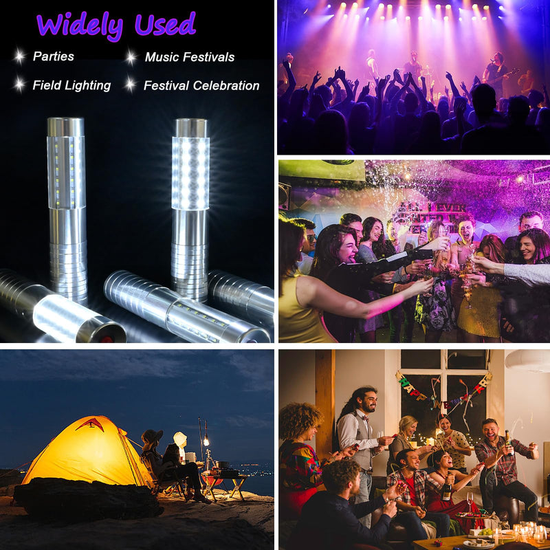 2 PCS LED Strobe Baton Lights Bottle Service Rechargeable Light, Reusable Handheld Champagne Bottle Light Topper for Party Nightclub Bar Wedding Concert Festival Activity (Golden, 2 Pack) Golden