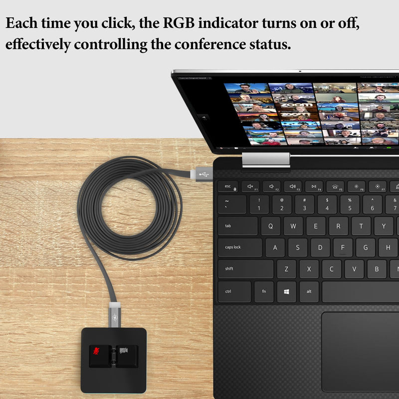 Geekria RGB Meeting Mute Controller Compatible with Windows Google Meet App, Mute/Unmute Mic Audio, Stop/Start Video, Mechanical Keyboard Buttons for Online Class, Conference (Black)