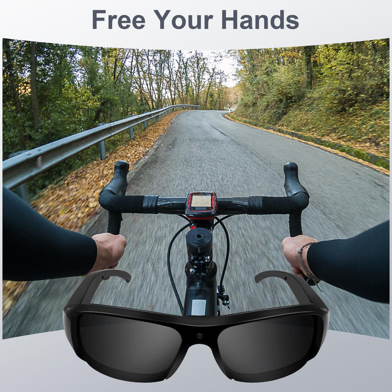 Camera Sunglasses Sports Action Camera Glasses 1080P Video Smart Glasses Cam UV Protection Polarized Lens Support Photos/Videos Recording mit 16GB Micro SD Card & Card Reader for Outdoor Activities 16.0 GB