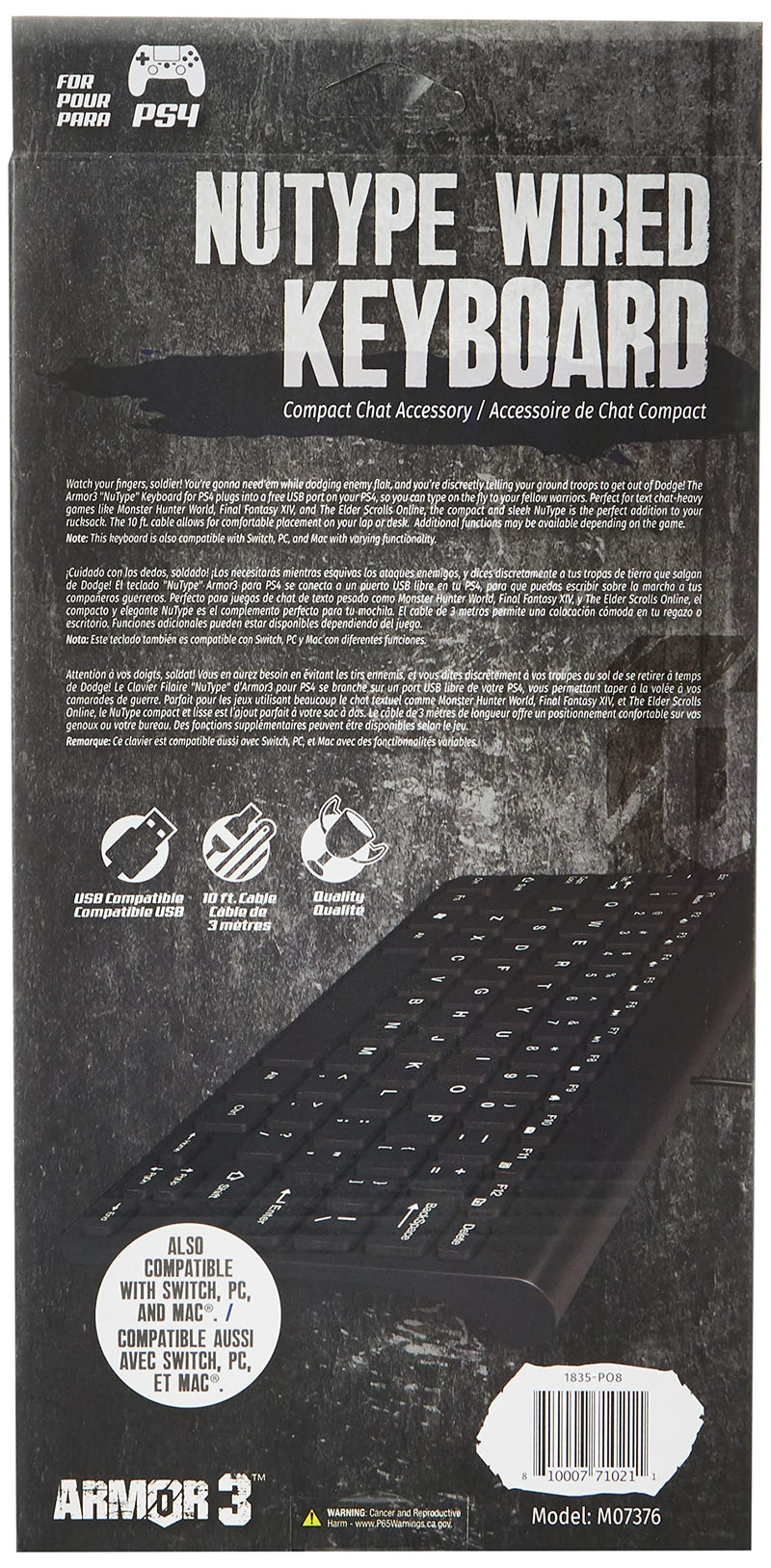 Armor3 "NuType" Wired Keyboard for PS4