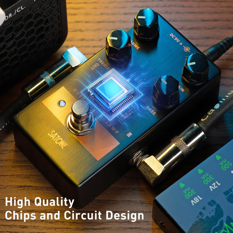 [AUSTRALIA] - Satone S805 Mandarin Overdrive Preamp Effect Pedal - Classic Overdrive with 4 Controls Preamp Acoustic Metal Pedal with True Bypass 