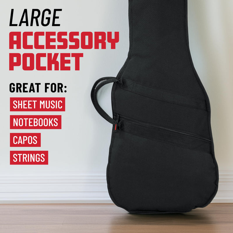 [AUSTRALIA] - Gator Cases Foam Padded Bass Guitar Gig Bag, Fits Jazz and Precision Style Bass Guitars up to 46.5" in Length (GBE-BASS) 