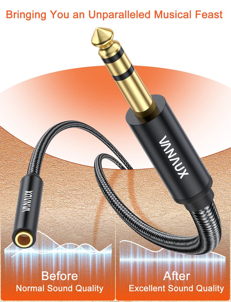 VANAUX 1/4 Inch Extension Cable, 6.35mm 1/4" TRS Male to Female Headphone Guitar Extension Cable with Guitar,Keyboards,Bass,Electronic Drum,Pedal Effects,Amplifier,Mixer,Speaker (10feet/3m) 10feet/3m