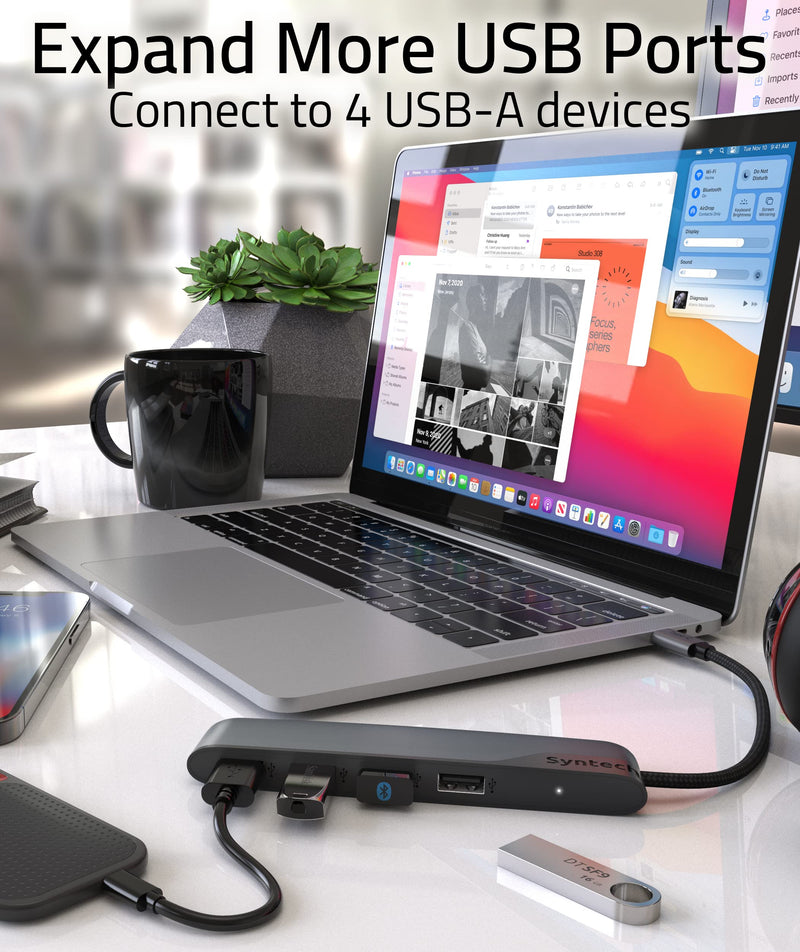 USB C to USB Hub 4 Ports, Syntech Type C to USB 3.0 Hub with a USB C to USB Adapter (USB 2.0), Thunderbolt 3 to USB Hub Compatible with Thunderbolt 4 MacBook Pro, iPad Pro, iMac, Surface 0.5ft