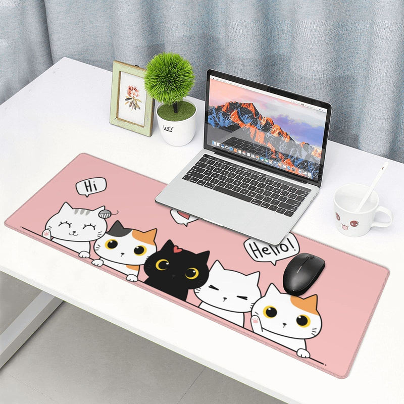 Pink Cute Kittens Cat Gaming Mouse Pad Large XL Girls Kawaii Desk Mat Long Extended Pads Big Mousepad for Home Office Decor Accessories 1