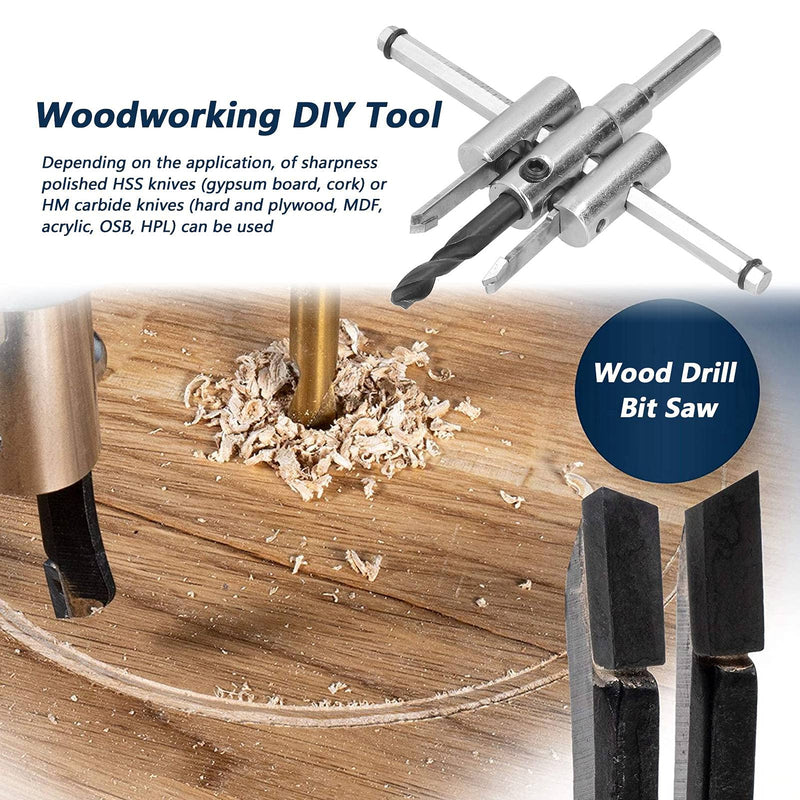 Munefe Adjustable Circular Hole Cutter, Sheet Metal Hole Cutter, Beam Cutter for Circular Saws for Wood, Plastic, Acrylic, Plasterboard, Ventilated Concrete, etc. (40-120 mm) 40-120 mm