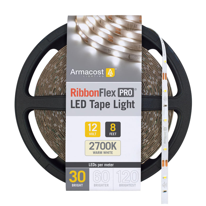[AUSTRALIA] - Armacost Lighting RibbonFlex Pro 12V White LED Strip Lights 30 LED/m, 2700K, 8.2 ft 131210 2700K Warm White 