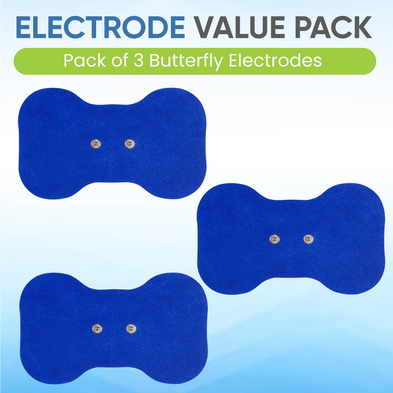 Med-Fit Butterfly Wireless TENS Self Adhesive Electrode - Versatile, Durable and Hassle-Free Pain Relief (Blue, Butterfly 3-Pack) Butterfly 3 Pack Blue