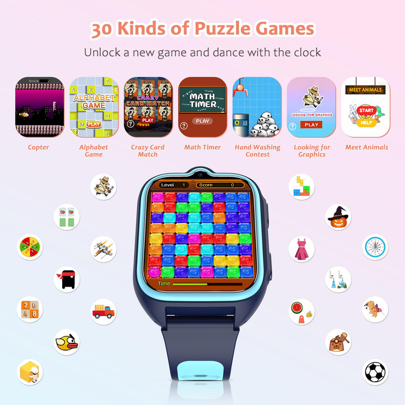 Blackview Kids Smart Watch with 32 Puzzle Games, HD Camera & Video Recording, 1.75" Touch Screen, Flashlight,Music Player, Pedometer, Alarm Clock,Stopwatch,Kids Watch for Girls Ages 4-12 Z30C-Pink