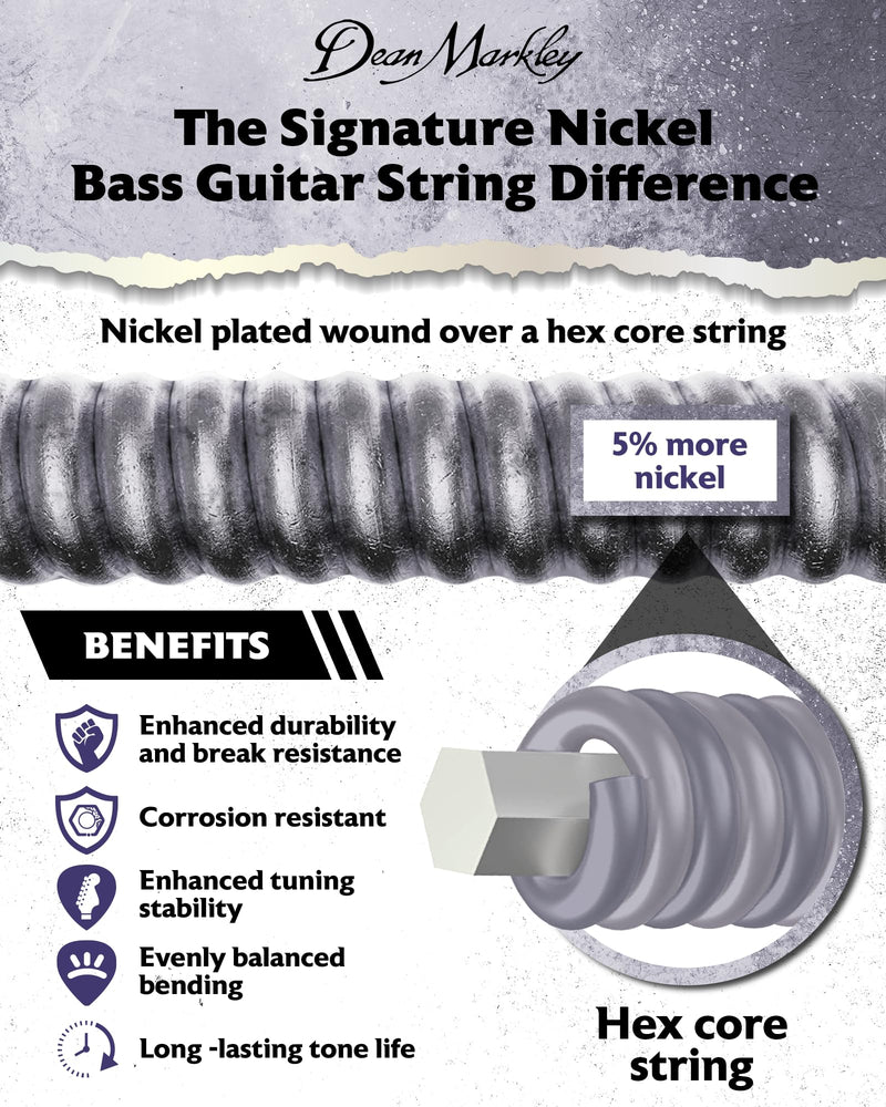 NickelSteel Signature Bass Guitar Strings 5 String Set, Roundwound Electric Bass Strings Medium Light, Incredible Long-Lasting Tone Suited for Rock and Roll, Made in USA, 45-128 Medium LightGauge 5-String 2604B - NickelSteel Bass ML