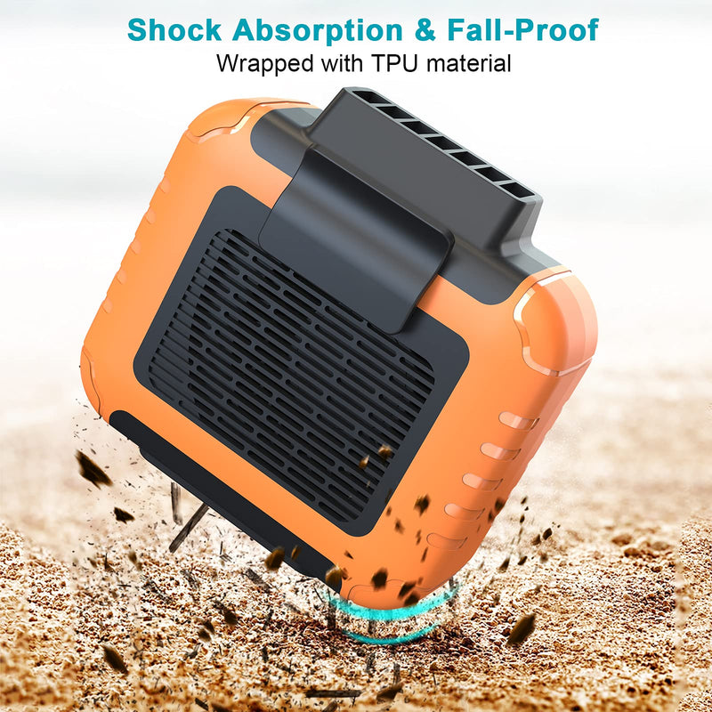 Portable Waist Under Shirt Fan, 23H Working Time, 6200 RPM Strong Airflow | 3 Speed Levels, Belt Fan Clip On Waist Portable Cooling Fan for Blue Collar, Outdoor Work, Jobsite Orange