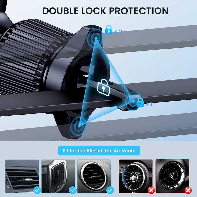 Qifutan Car Phone Holder Mount Phone Mount for Car Windshield Dashboard Air Vent Universal Hands Free Automobile Cell Phone Holder Fit iPhone Black