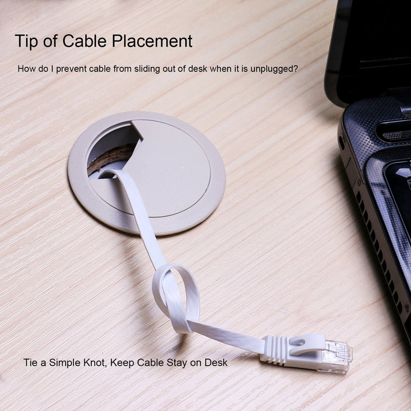 Cat 6 Ethernet Cable 100 ft Flat White, Slim Long Internet Network Lan patch cords, Solid Cat6 High Speed Computer wire with clips & Rj45 Connectors for Router, modem, faster than Cat5e/Cat5, 100 feet 100ft-1Pack