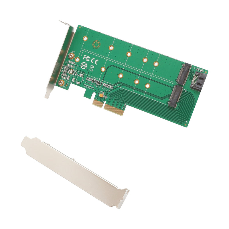I/O Crest M2 SSD NVME M-Key to PCI-e 3.0 x4 Adapter Card and SATA B-Key M.2 to SATA Port convertor 22110 2280 2260 2242 2230 to with Low Profile Bracket - Dual M.2 PCIe Adapter M.2 M-Key & B-Key PCI-e