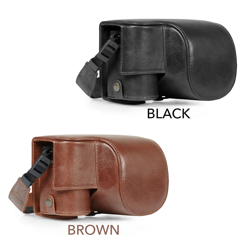 MegaGear Ever Ready Genuine Leather Camera Case Compatible with Nikon Z30 (16-50mm)(Black) Black
