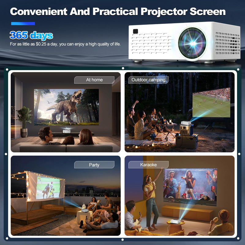 [Built-in Apps] 5G WiFi Bluetooth Smart Projector,Comes with a mini stand ,Mini Projector with Stereo Speaker,4K support HD Portable Projector, Compatible with TV Stick Smartphone/ pc/USB (With Apps) With Apps