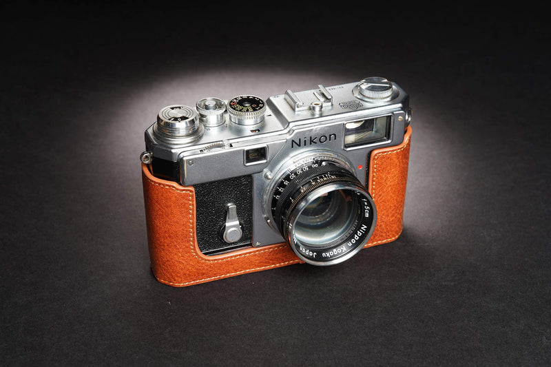 S3 Film Camera Case, BolinUS Handmade Genuine Real Leather Half Camera Case Bag Cover for Nikon S3 Film Camera with Hand Strap (LavaBrown) LavaBrown