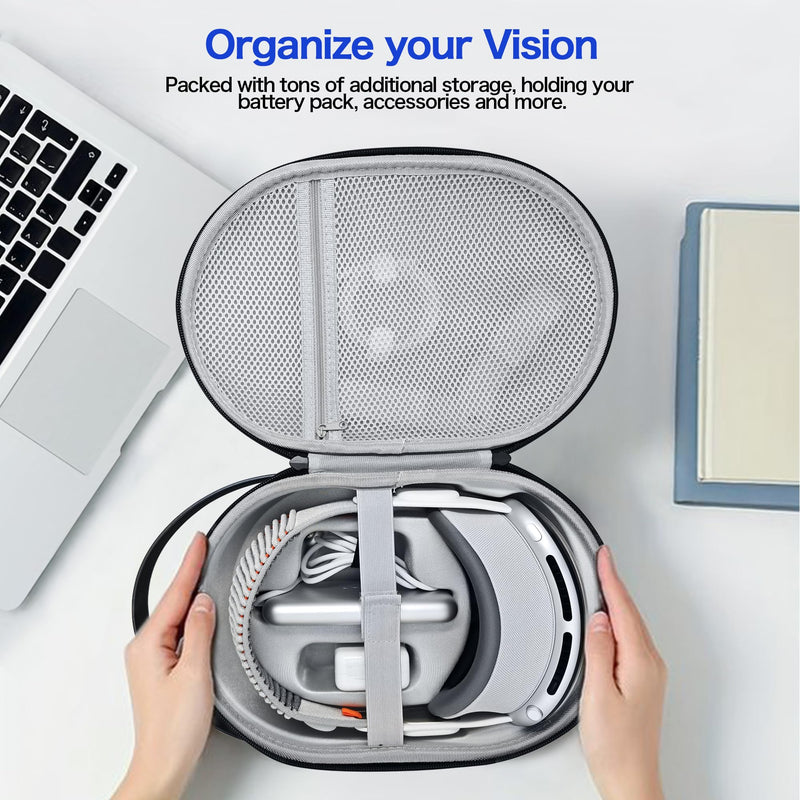 AWINNER Hard Carrying Case Compatible for Apple Vision Pro, Accessories VR Headset with Elite Strap, Ultra-Sleek Design for Travel (Carbon fibre) Carbon fibre