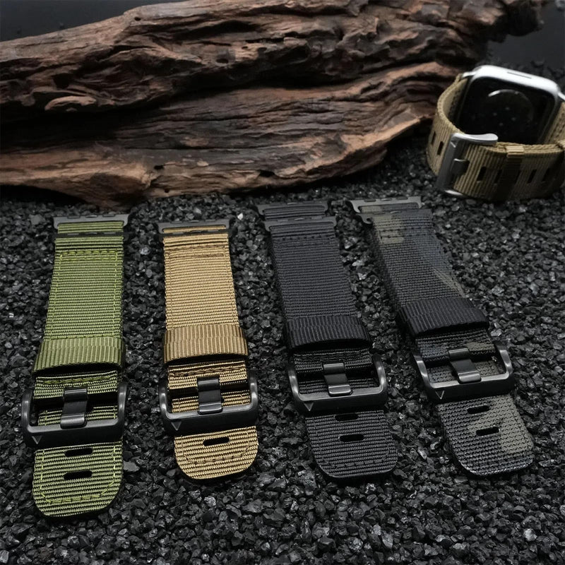 Nylon Watch Band for Apple Watch Ultra 3/2/1 Band 49mm 46mm 45mm 44mm 42mm(Series 1 2 3), Adjustable Breathable iWatch Straps for Apple Watch Ultra Bands for Men 11/10/9/8/7/6/SE/5/4/3/2/1（3 Pack: Black+Khaki+Green (Black buckle), 44/45/46/49/42 mm(Ser...