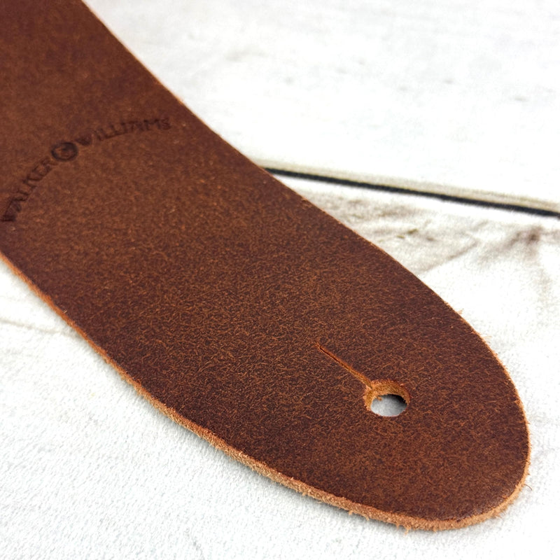 [AUSTRALIA] - Walker & Williams STR-07 Distressed Brown “Bomber Jacket” Finish Italian Leather Guitar Strap For Acoustic, Electric, And Bass Guitars 