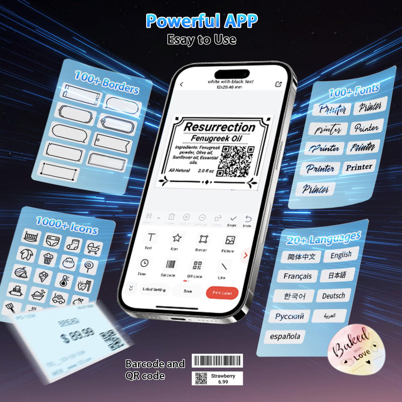 [AUSTRALIA] - Phomemo Label Maker Machine- M108 Bluetooth Thermal Label Makers for Small Business, Home, Office, 2 Inch Barcode Label Printer with Multi Templates, for Address/Logo/Clothing Label, Black 