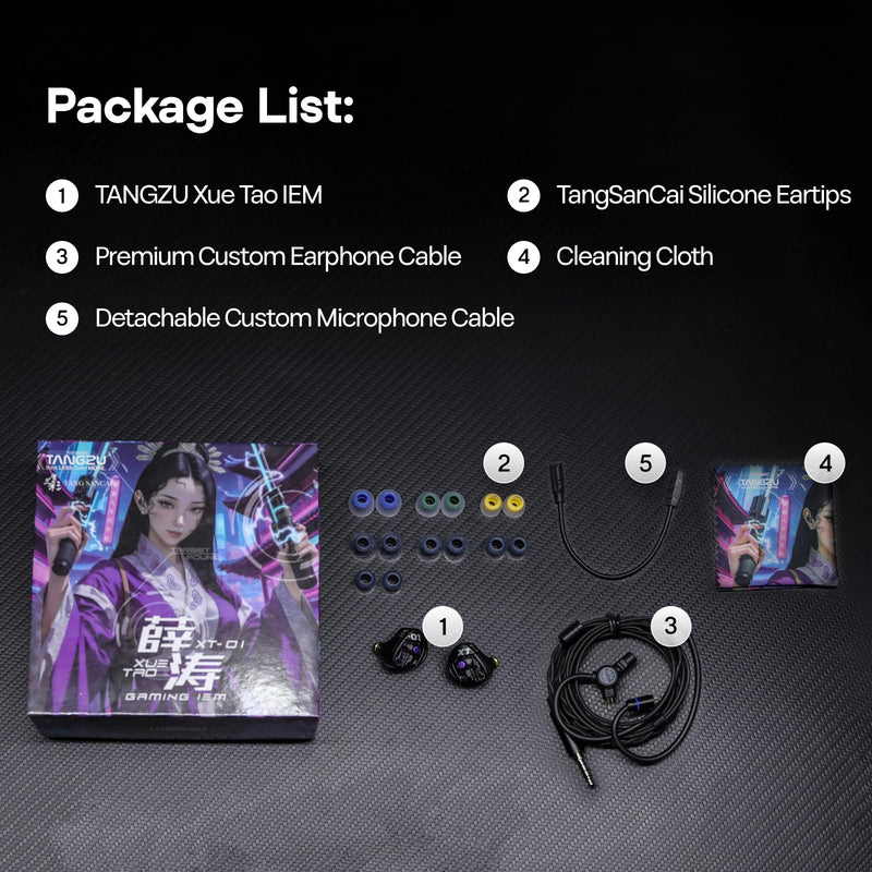 Linsoul TANGZU Xue Tao Gaming IEMs, HiFi Wired Earbuds with Detachable Mic,10mm Glass Diaphragm Driver in Ear Monitor,with 2Pin Detachable OFC Cable for Audiophile Gamers (TypeC MIC) TypeC MIC