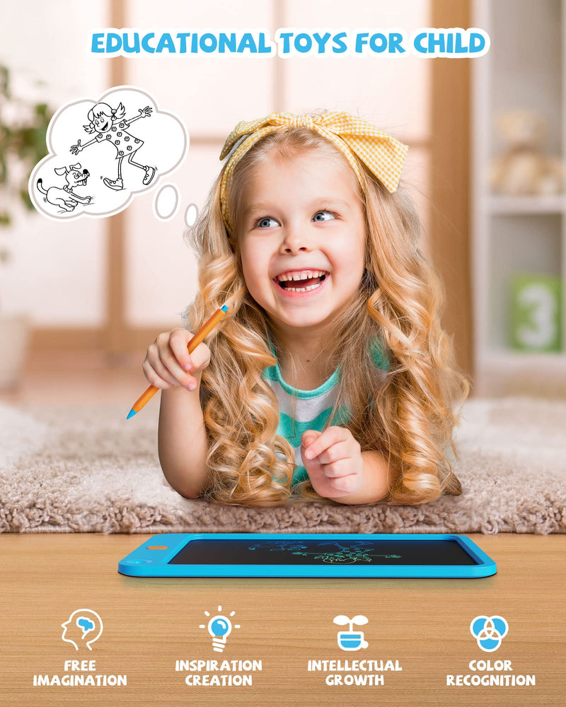 10 Inch LCD Writing Tablet for Kids Pink+Blue