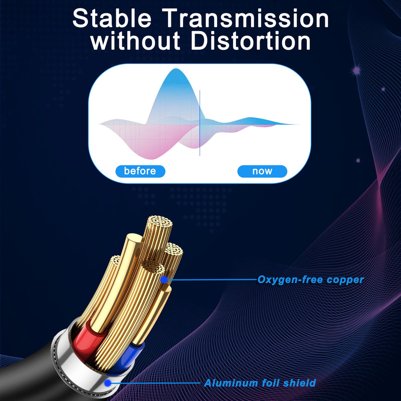 1/4 inch TRS Stereo Cable 6.35mm Male to 6.35mm Male TRS Stereo Audio Cable 0.98FT 1/4" Instrument Stereo Aux Jack Adapter Cable for Guitar Bass Amplifier 2pcs