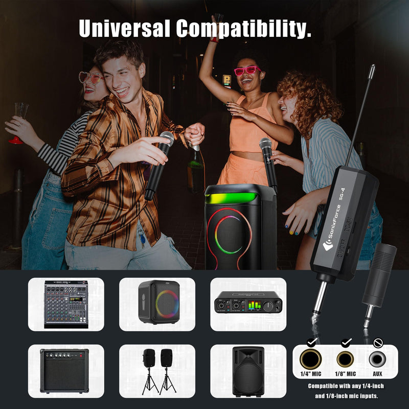 [AUSTRALIA] - Wireless Microphones - Dual Rechargeable Handheld Mics with Receiver - 240ft Range - Karaoke Microphone for Singing, Speaking, Meeting and Events Silver 