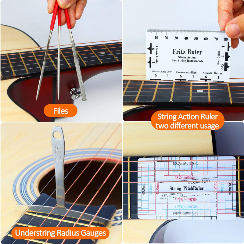 28Pcs Guitar Tool Kit, Guitar Accessories Gifts for Men, Guitar Maintenance Kit with Carry Bag, Guitar Repair Kit for Acoustic Electric Guitar Ukulele Bass Banjo, TIMDAM Guitar Setup Kit Guitar Gifts 28 Pcs