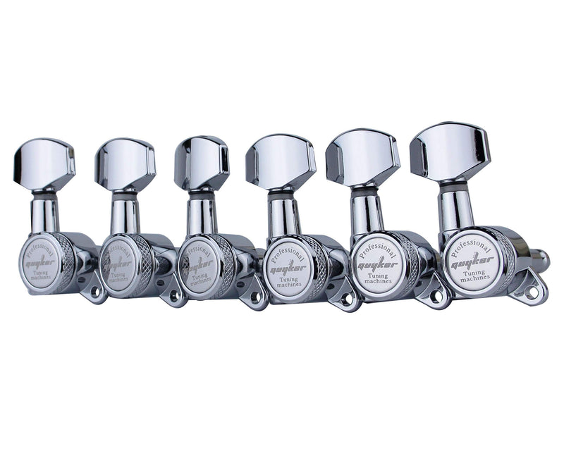 Guyker Guitar Locking Tuners (6 for Right) - 1:18 Lock String Tuning Key Pegs Machine Head with Hexagonal Handle Replacement for ST TL SG LP Style Electric, Folk or Acoustic Guitars - Chrome 6 for Right