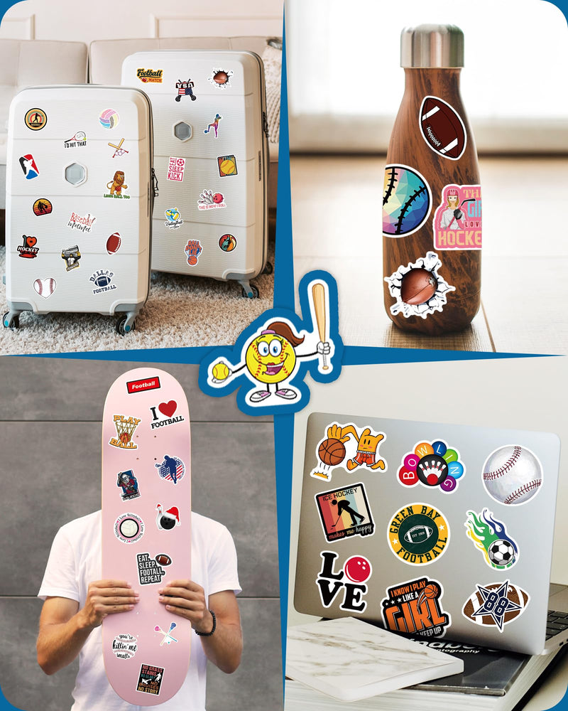 300 Pcs Sport Stickers for Kids, Water Bottle Stickers, Cute Vinyl Waterproof Hydroflask Phone Skateboard Laptop Stickers, Bulk Sticker Packs for Boys Girls Teens Adults Sport300Pcs