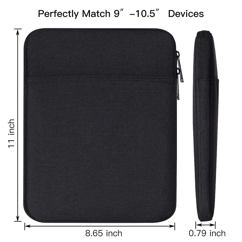 10 inch Waterproof Tablet Sleeve Case for 10.9 New iPad/iPad Pro 11/10.2 iPad/10.9 iPad Air 5 4/10.5 iPad Pro Air, Fire Max 11 Tablet/Kindle Fire HD 10 10.1/Scribe 10.2,Samsung Galaxy Tab A8/A7/S8/S7 9-11 Inch Black
