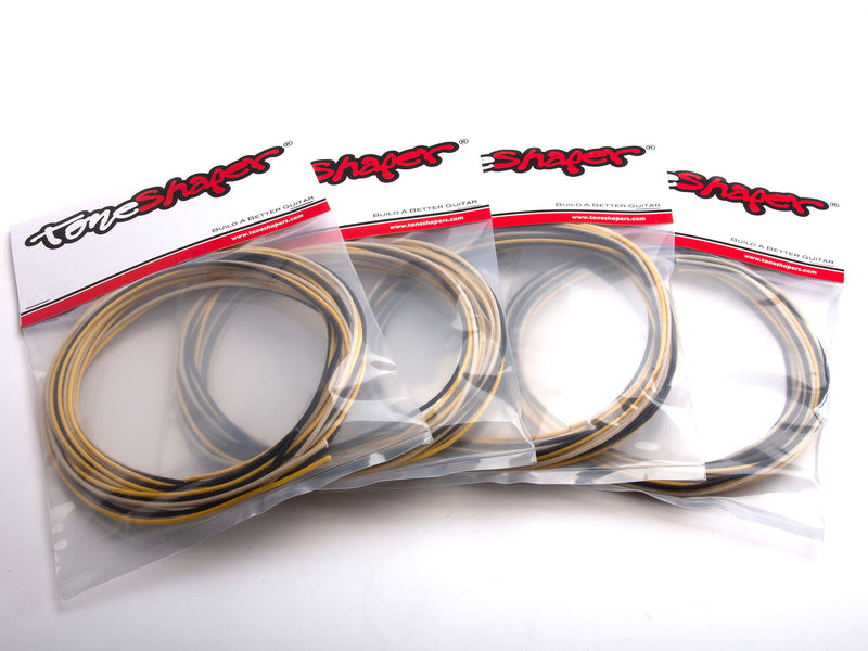 Gavitt Cloth Push-Back Wire for Electric Guitars, 10 Feet ea. of White/Black/Yellow, 22 AWG Copper Stranded, Vintage Textile Braid, Tinned Overcoat