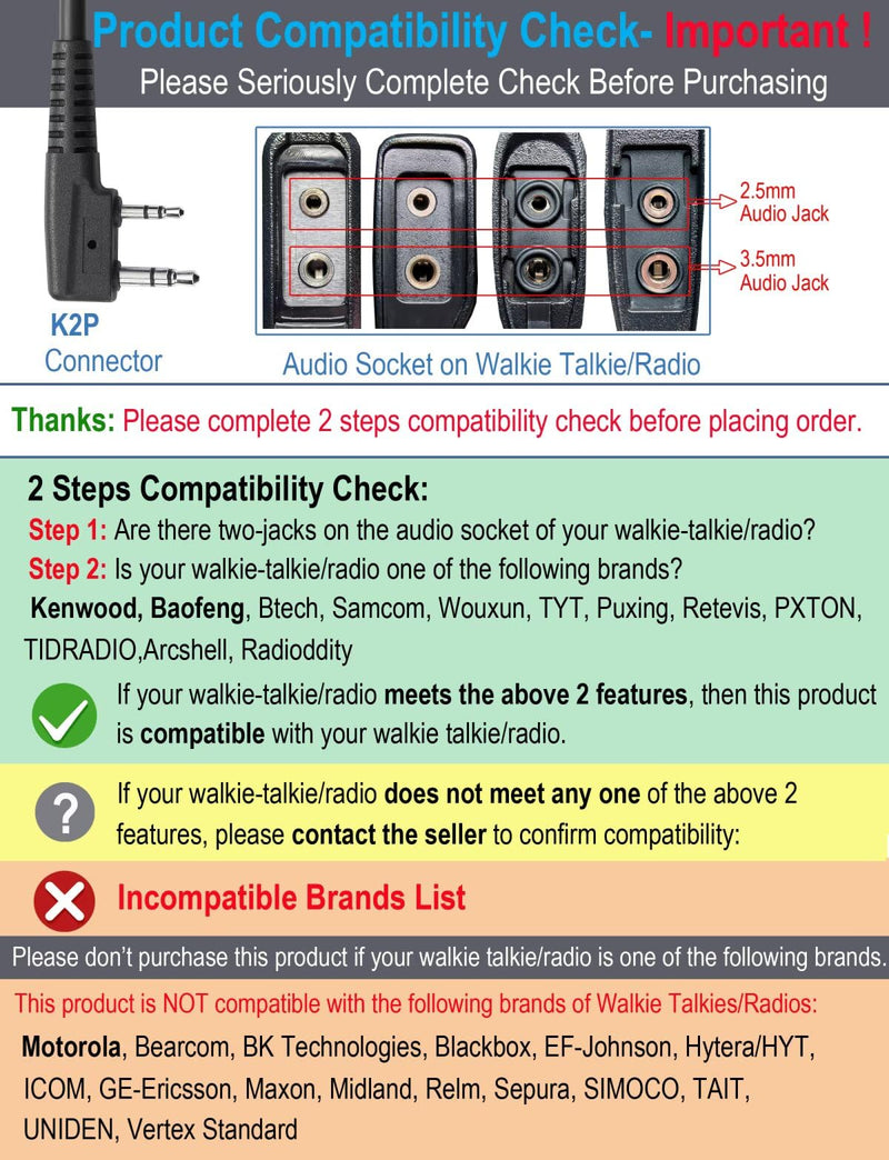 commountain Heavy Speaker Mic Compatible for Baofeng Radios BF-F8HP UV-82HP UV-5R UV82 UV82C UV5R5 UV5RA UV5RE UV5X3 and Kenwood BTECH Retevis Samcom Radios, Walkie Talkie Microphone-2 Pack